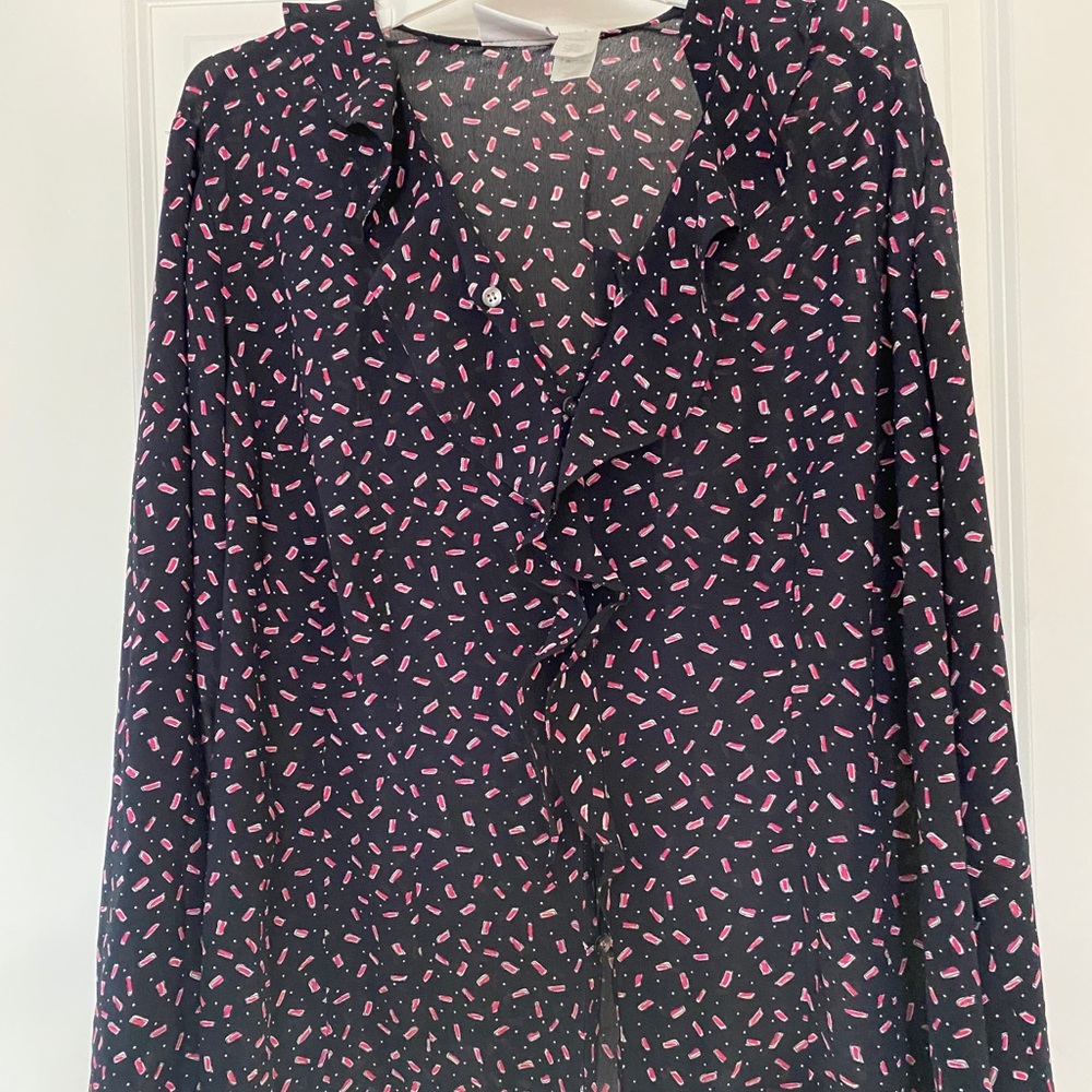 Black and Pink Long Sleeve Blouse